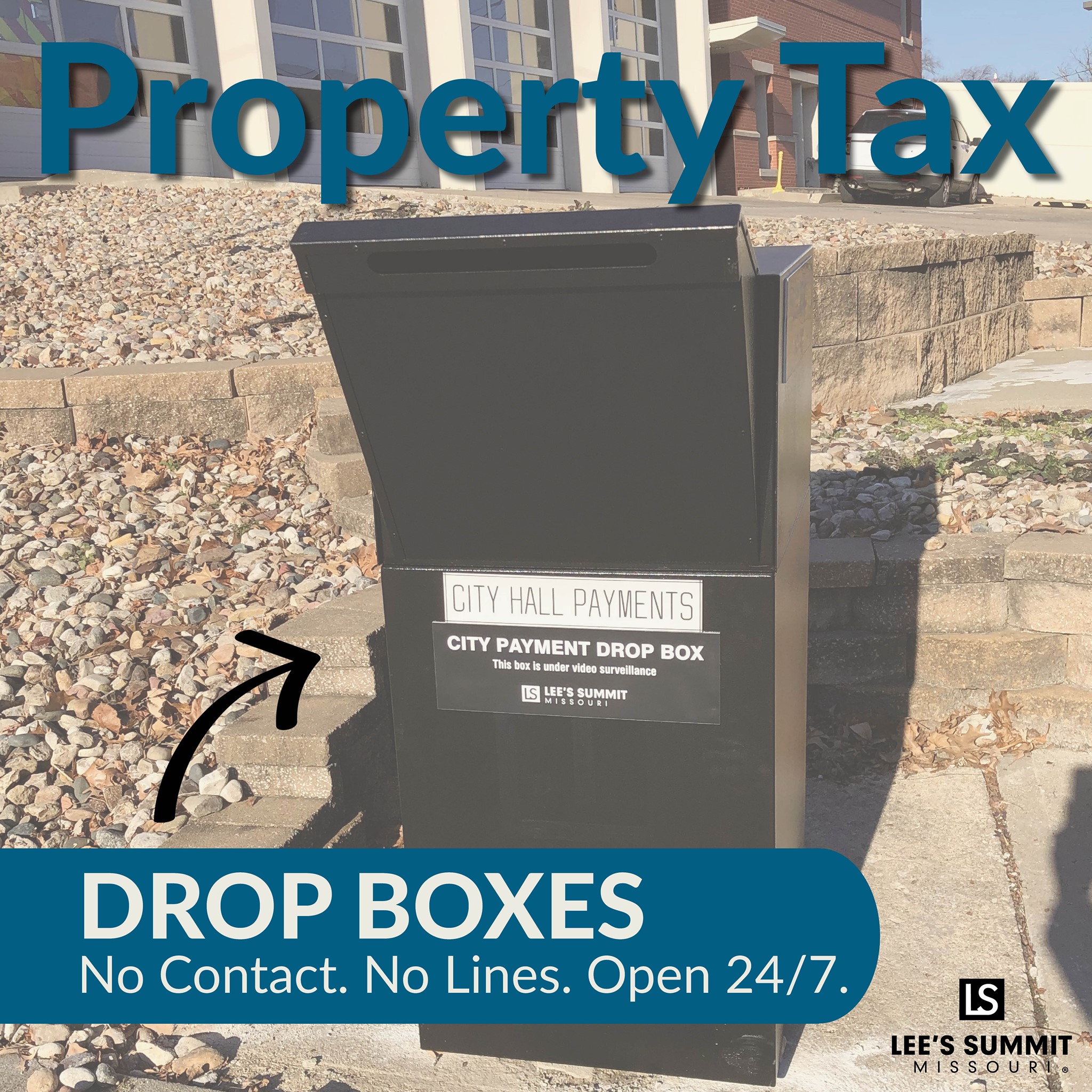 Drop box located in the alley behind City Hall