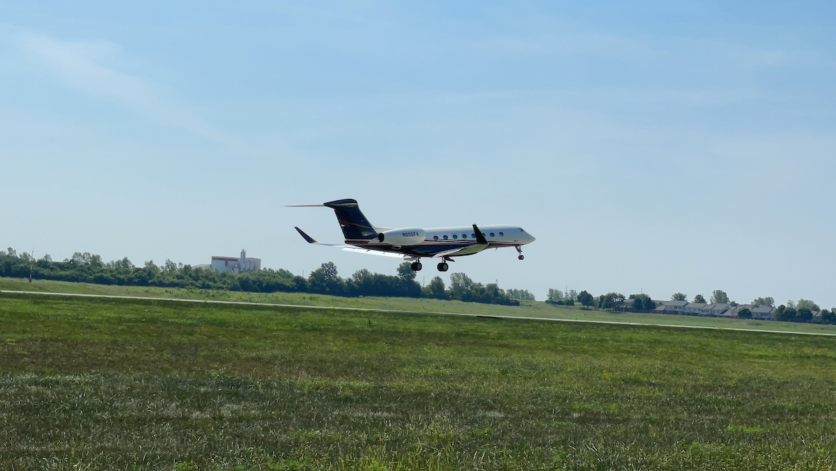 Plane landing on runway