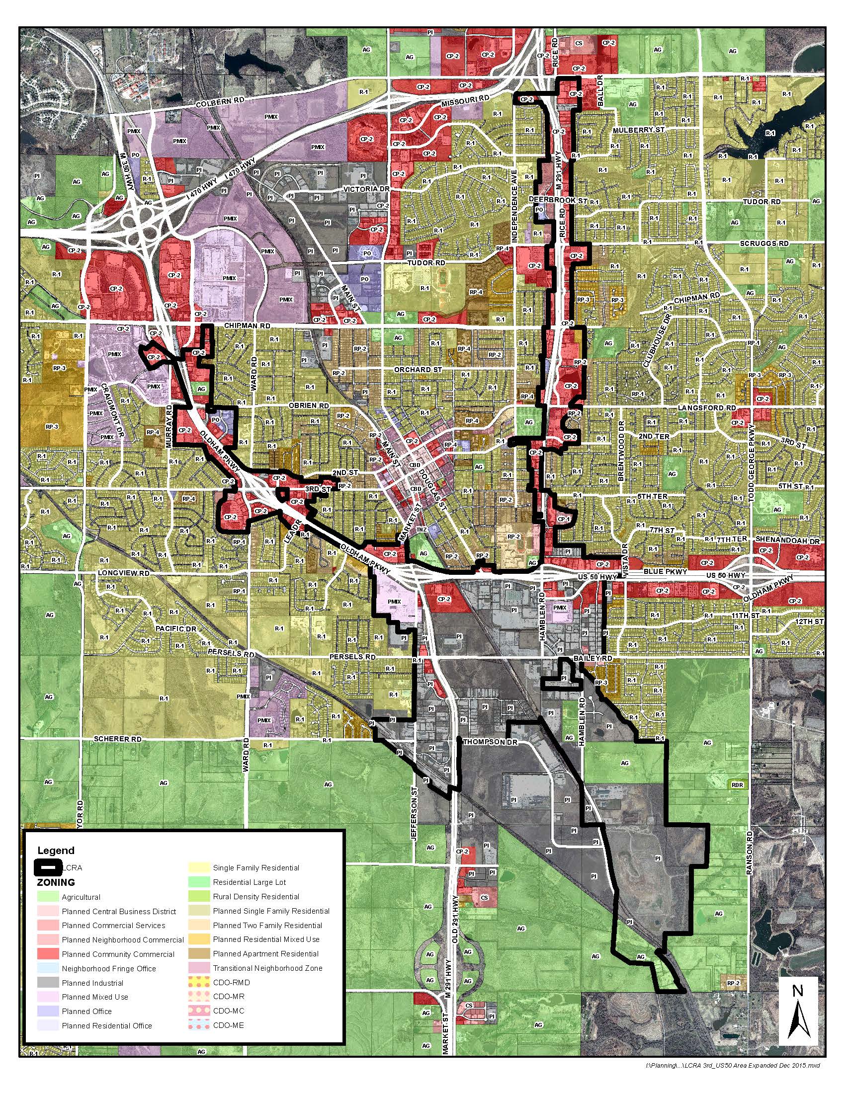 Map of US 50/M-291 Hwy Urban Renewal Area